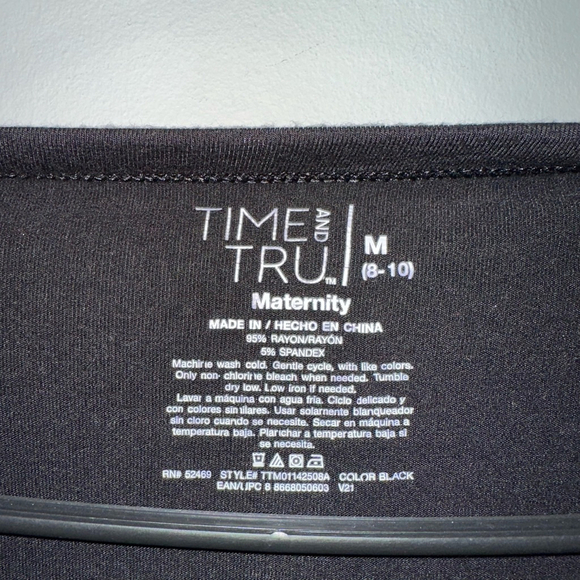 Time and Tru Women’s Maternity Blouse Size M Black (8-10) tie front button down - Picture 8 of 8